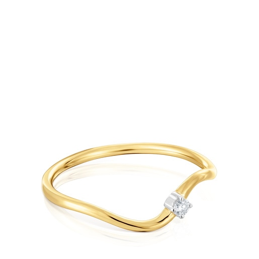 Tous Anillo onda de oro y diamantes Daisy