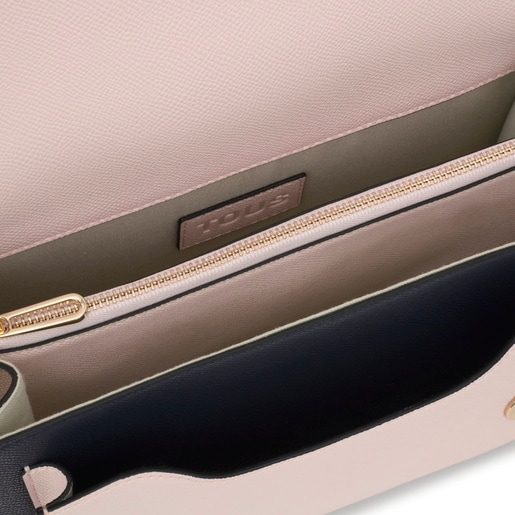 Tous Bandolera Mediana Azul Y Rosa Audree Saffiano