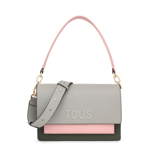 Tous Bandolera Mediana Gris Y Rosa Audree Saffiano