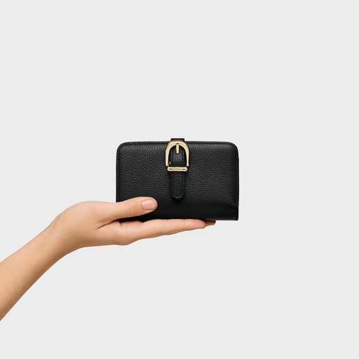 Tous Billetera De Piel Negra TOUS Buckles