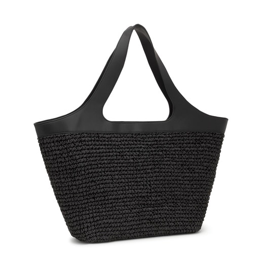 Tous Capazo grande negro TOUS Lirio Rafia