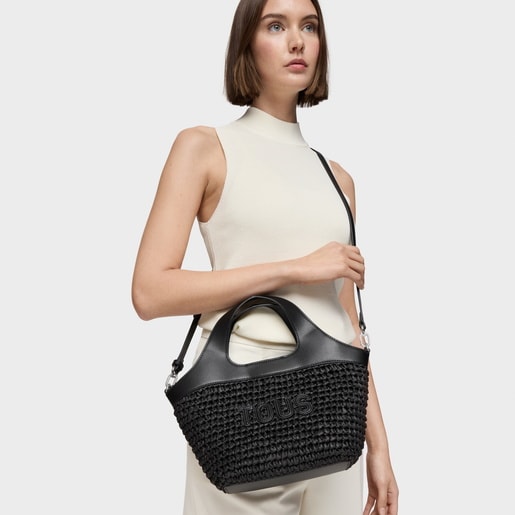 Tous Capazo Mediano Negro TOUS Lirio Rafia