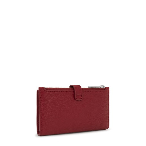 Tous Cartera de piel granate TOUS Buckles