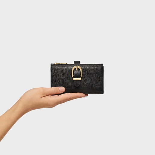 Tous Cartera De Piel Negra TOUS Buckles