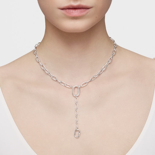 Tous Colgante Cadena De Plata Y Anilla Hold Oval