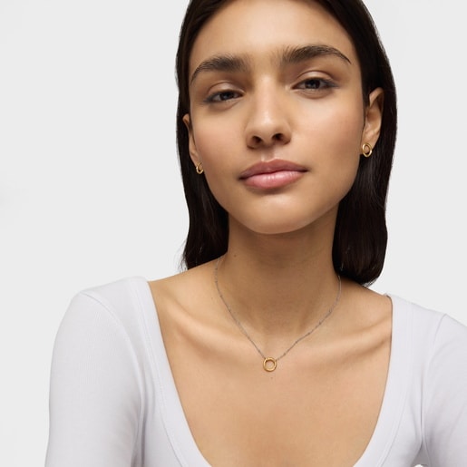 Tous Collar Corto De Acero Y Anilla De Oro Hold