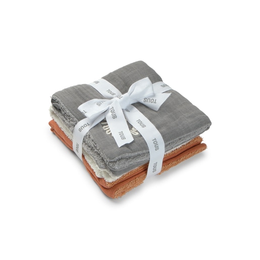 Tous Muselina Pack De 3 Con Rizo Classic Gris