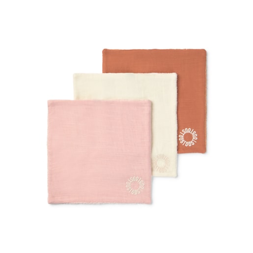 Tous Muselina pack de 3 con rizo Classic rosa