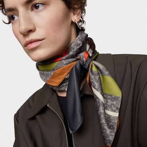 Tous Pañuelo Cuadrado Gris Kaos Mini Lines