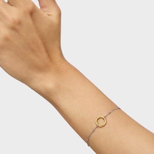 Tous Pulsera Cadena De Acero Y Anilla De Oro Hold