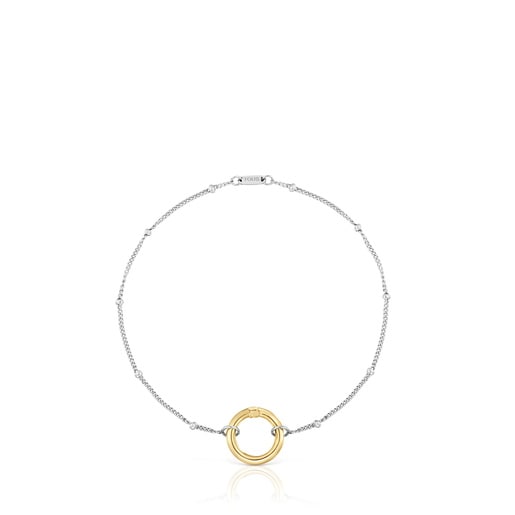 Tous Pulsera cadena de acero y anilla de oro Hold