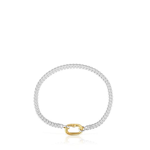 Tous Pulsera de plata con anilla bicolor Hold Oval