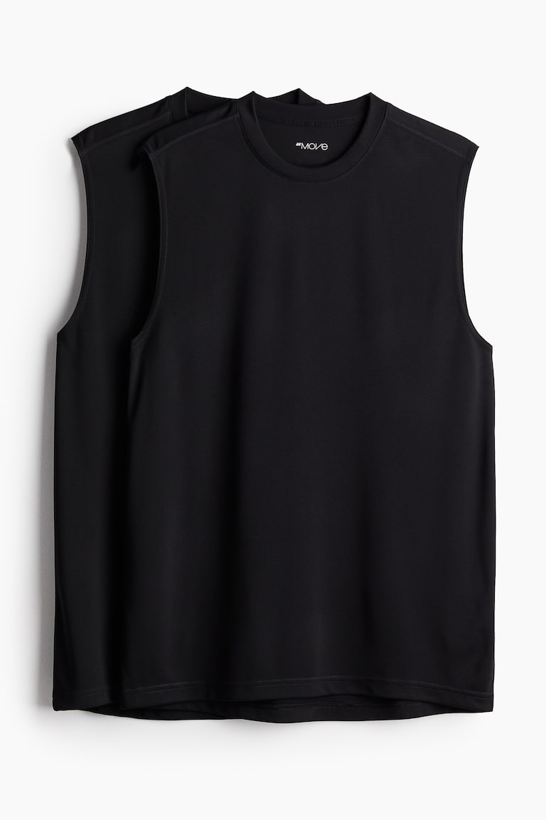 H&M 2 camisetas de deporte con DryMove™ Regular Fit - Negro - HOMBRE
