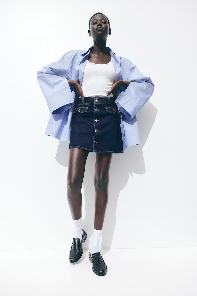 H&M A-line mini skirt - Marrón/Estampado de leopardo - MUJER