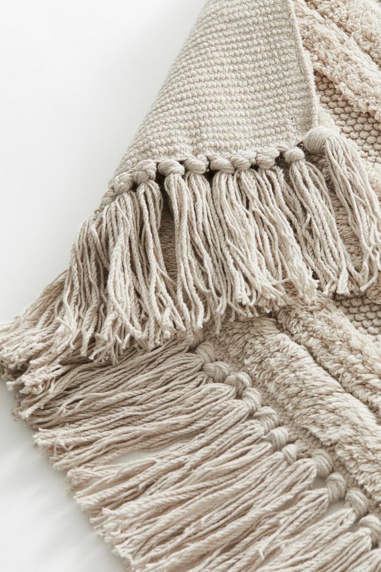 H&M Alfombra De Baño De Algodón Con Flecos - Beige Claro - HOME