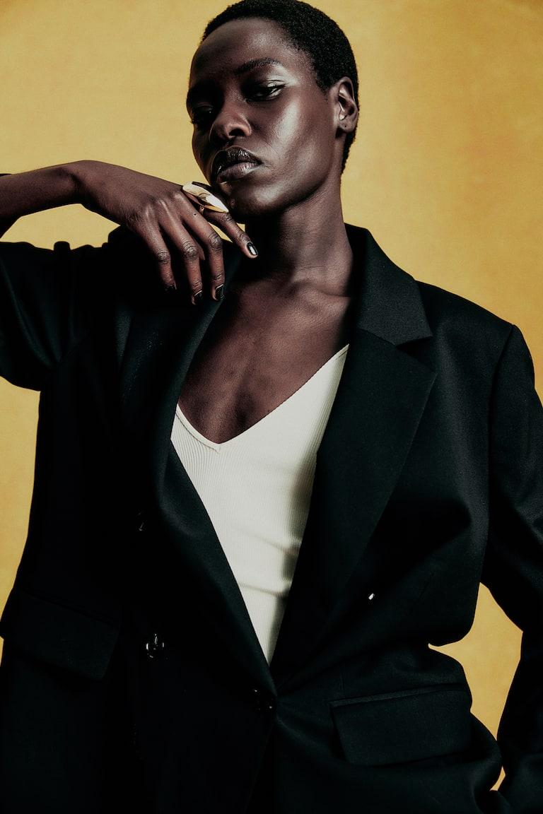 H&M Americana De Doble Botonadura - Azul Marino - MUJER