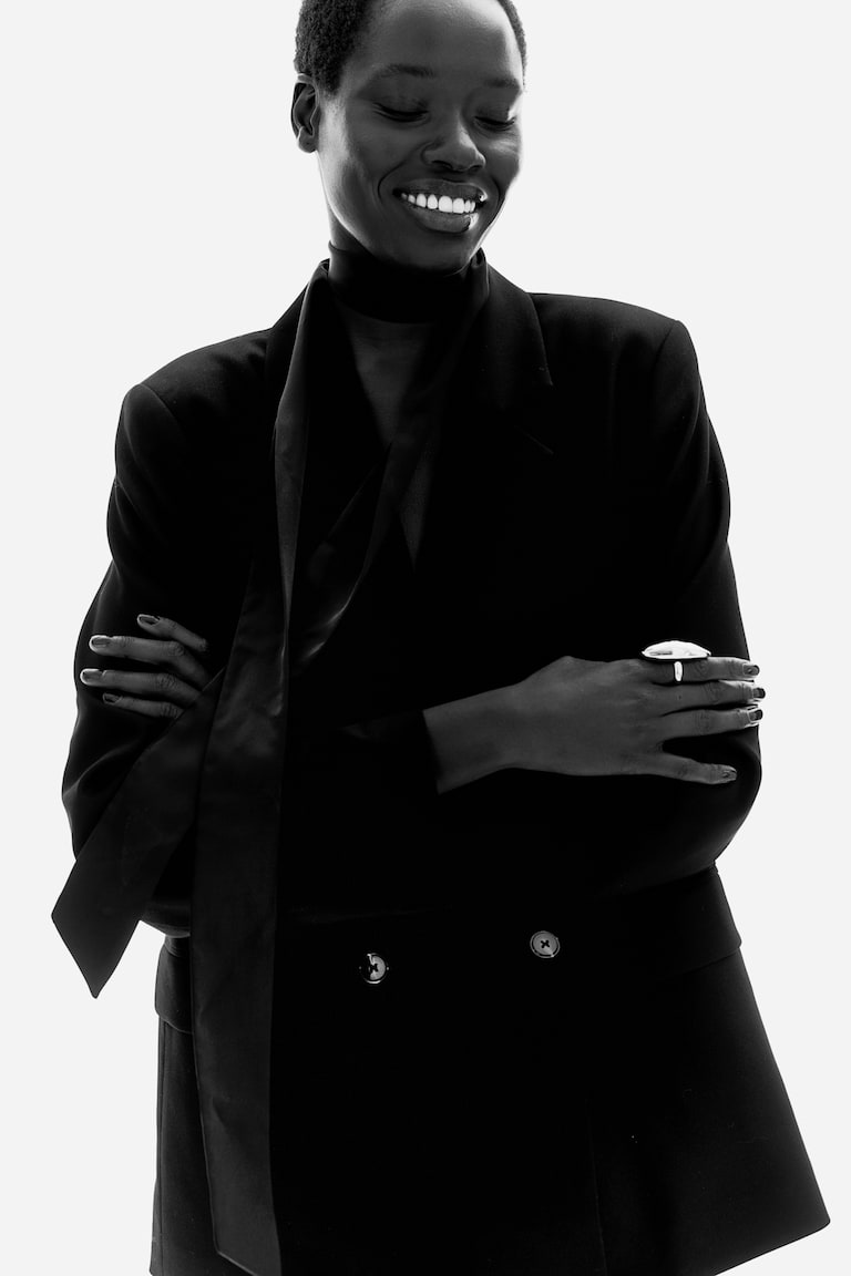 H&M Americana De Doble Botonadura - Beige Claro - MUJER