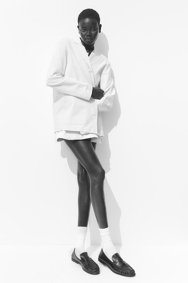 H&M Americana En Lona De Algodón - Verde Caqui Oscuro - MUJER