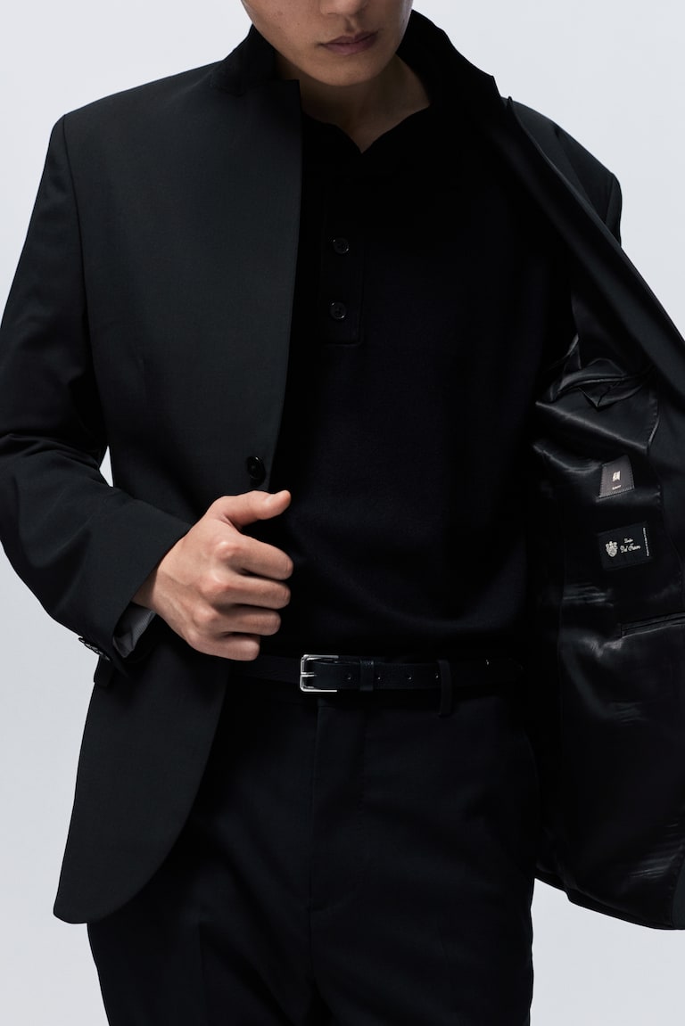 H&M Americana En Mezcla De Lana Slim Fit - Gris Oscuro - HOMBRE