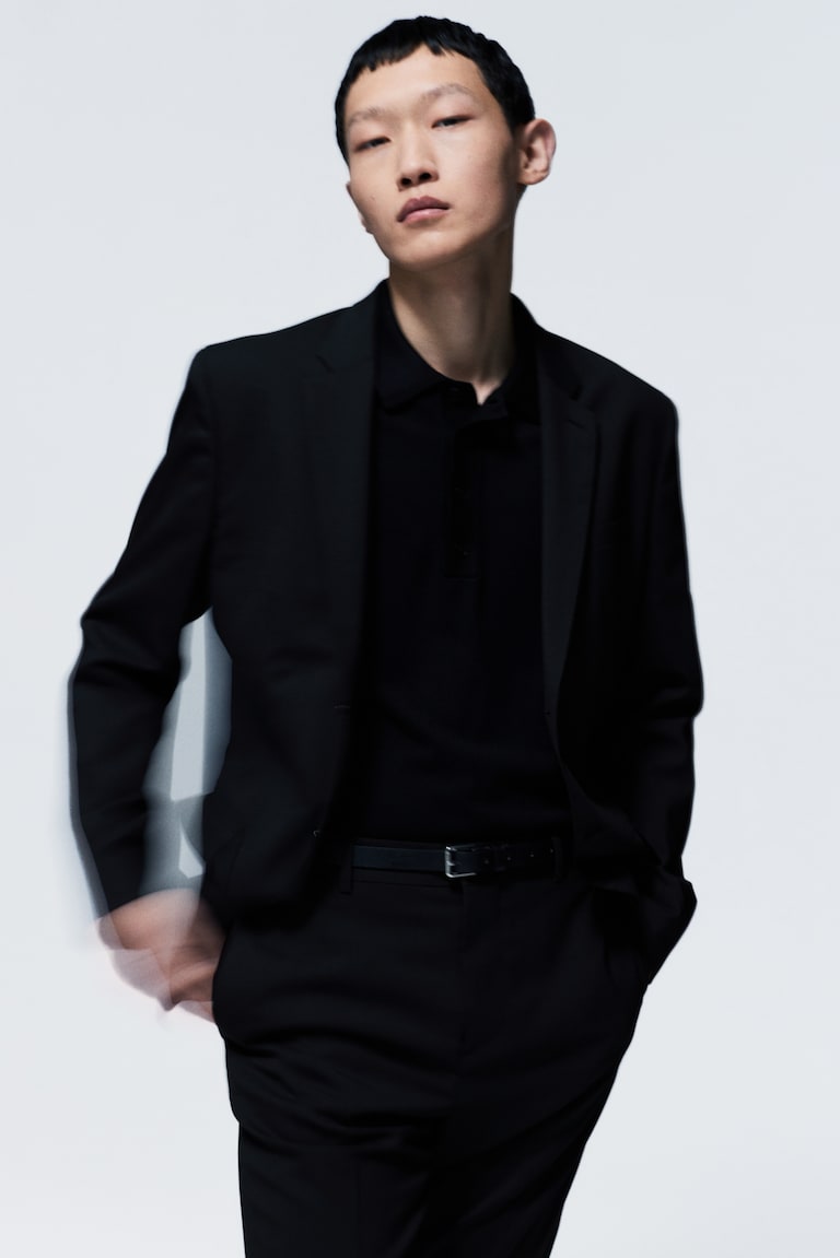 H&M Americana En Mezcla De Lana Slim Fit - Negro - HOMBRE