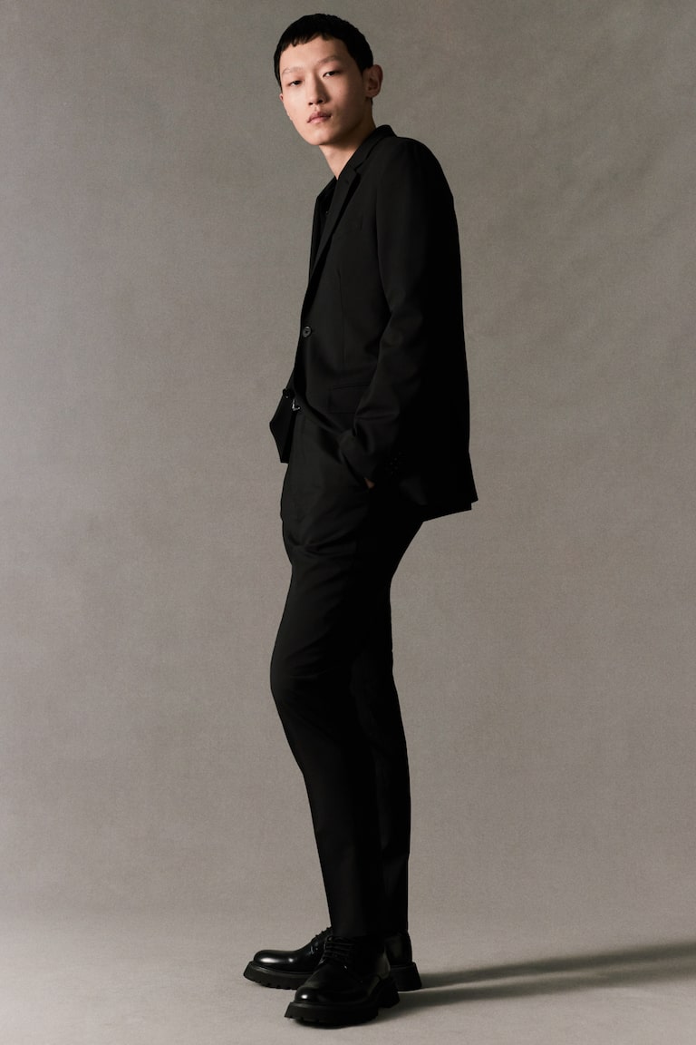 H&M Americana En Mezcla De Lana Slim Fit - Negro - HOMBRE