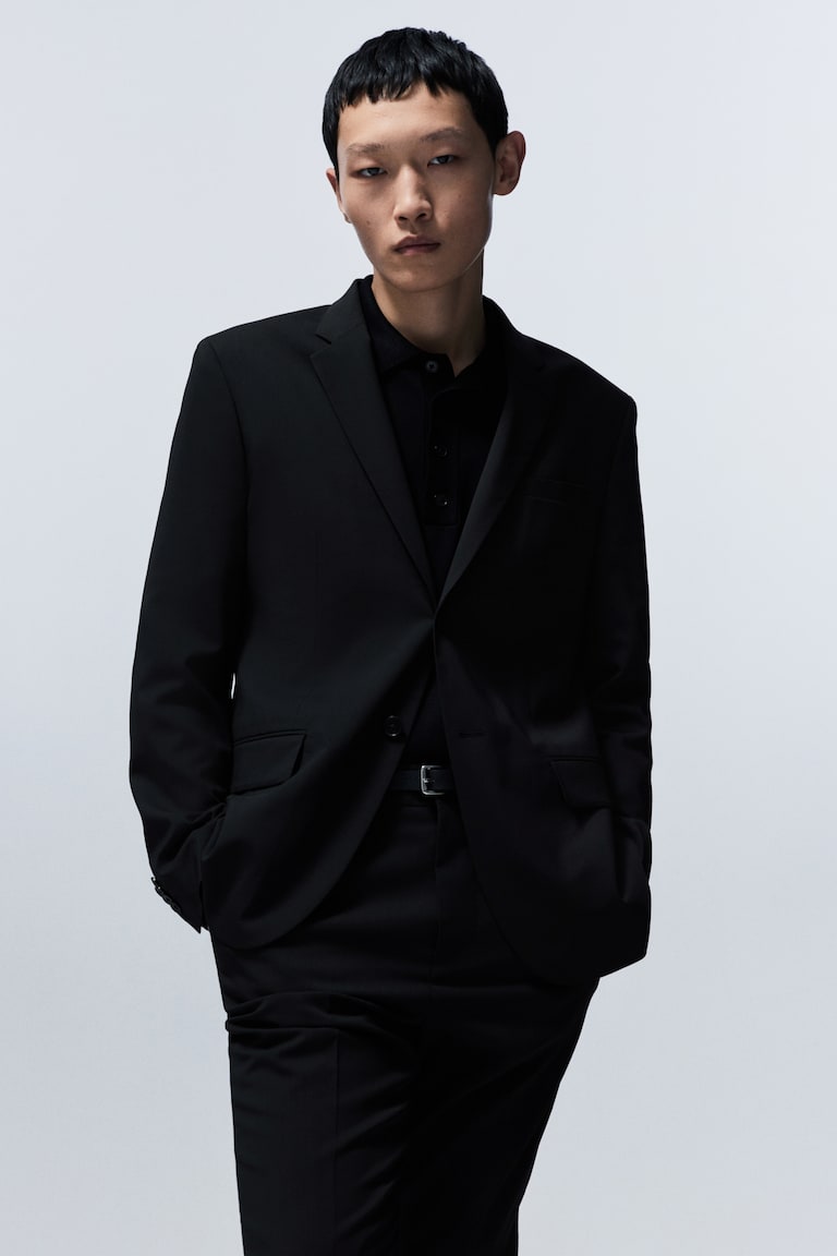 H&M Americana en mezcla de lana Slim Fit - Negro - HOMBRE