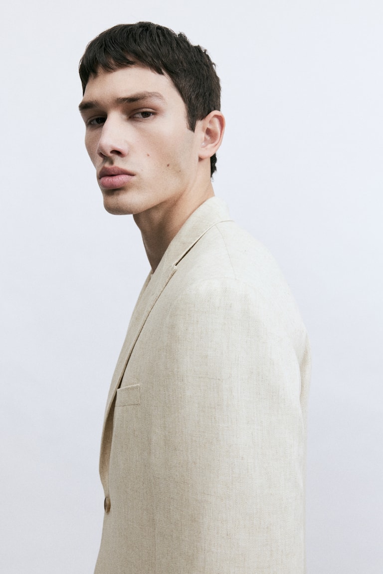 H&M Americana En Mezcla De Lino Regular Fit - Beige Claro - HOMBRE