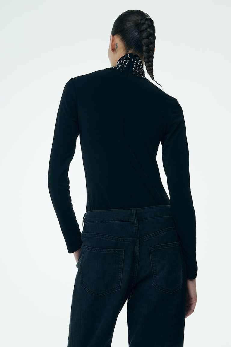 H&M Baggy Flared Low Jeans - Azul Denim Oscuro/Marrón - MUJER