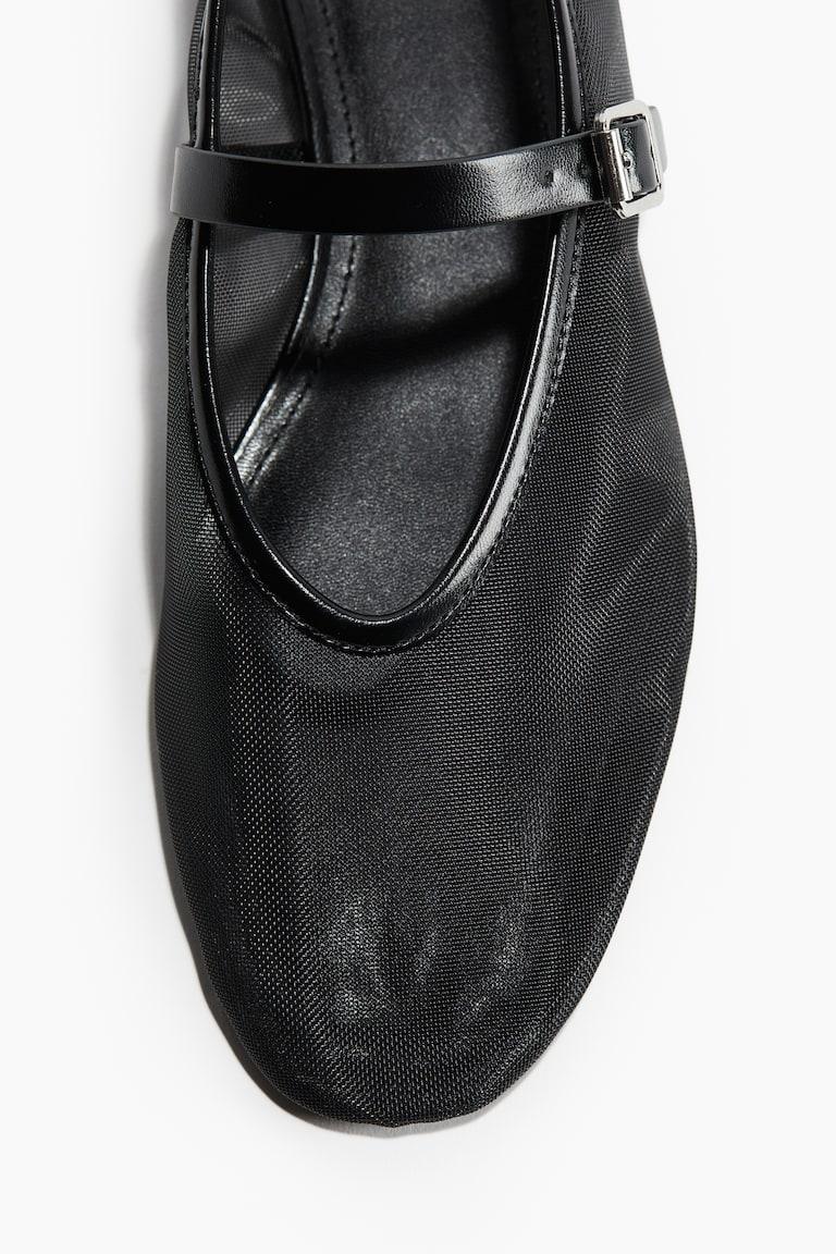 H&M Bailarinas De Malla Estilo Merceditas - Negro - MUJER