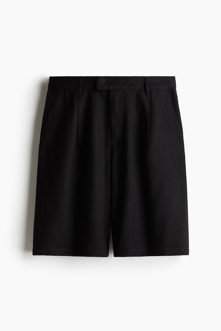H&M Bermudas En Mezcla De Lino - Verde Empolvado Claro - MUJER