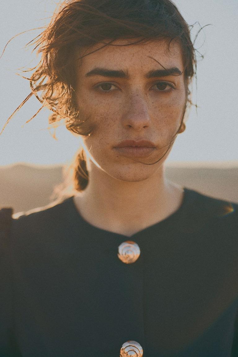 H&M Blusa Con Manga Puffy - Crema/Estampado De Cebra - MUJER