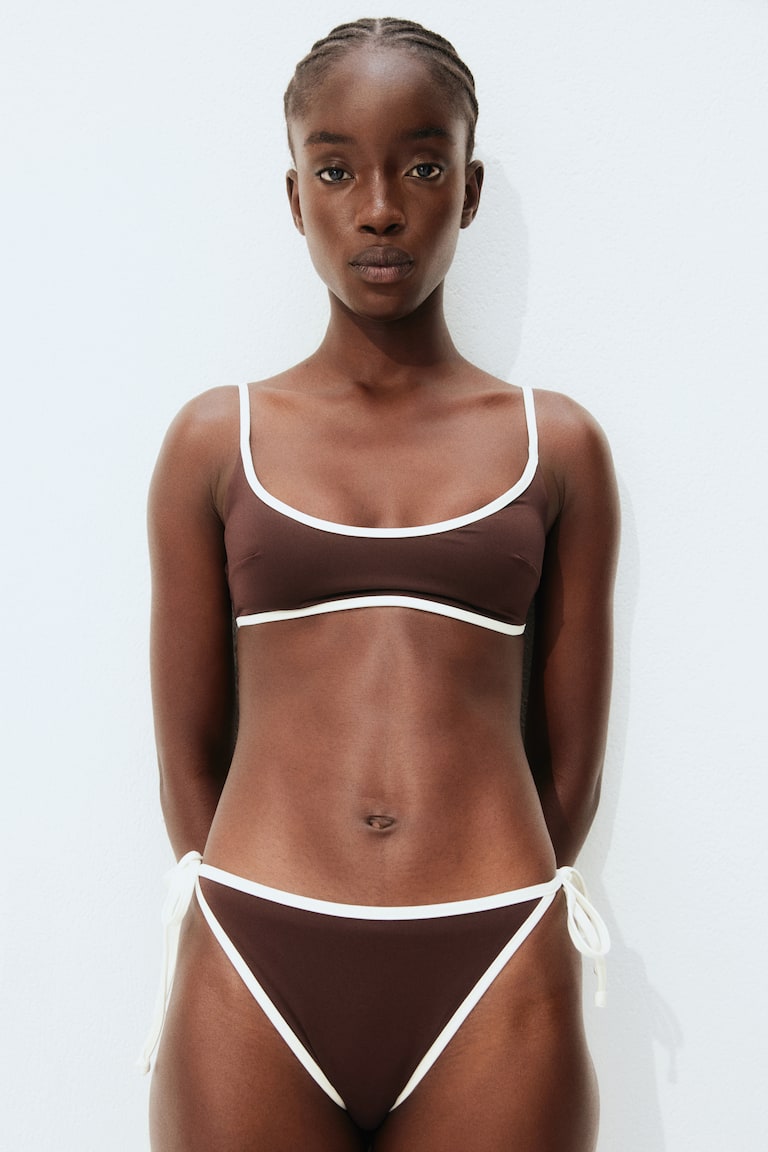 H&M Braga De Bikini Con Lazada - Marrón Oscuro/Blanco - MUJER
