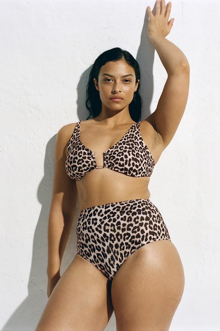 H&M Braga de bikini High Waist - Beige/Estampado de leopardo - MUJER