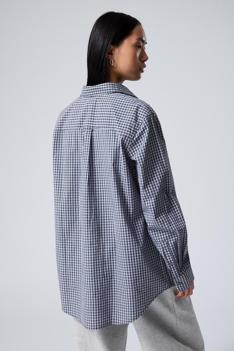 H&M Camisa De Manga Larga De Popelina De Algodón - Azul Claro A Rayas - MUJER