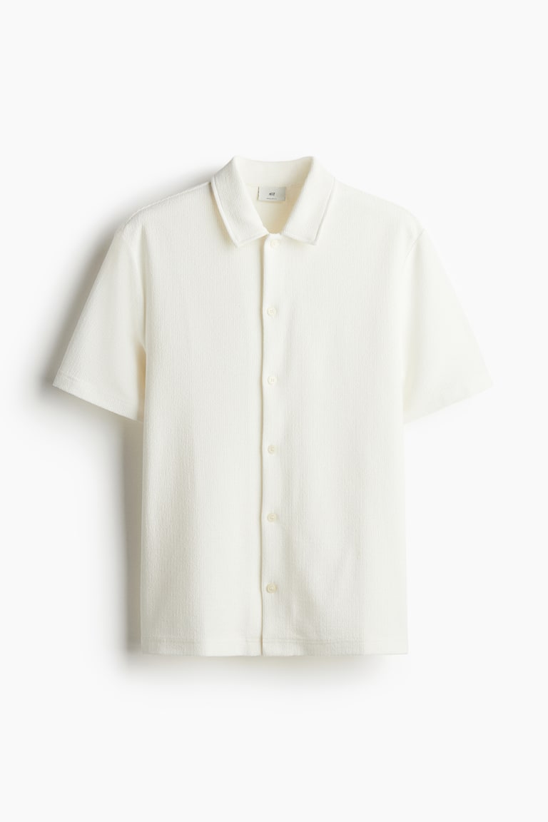 H&M Camisa de punto de manga corta Regular Fit - Crema - HOMBRE