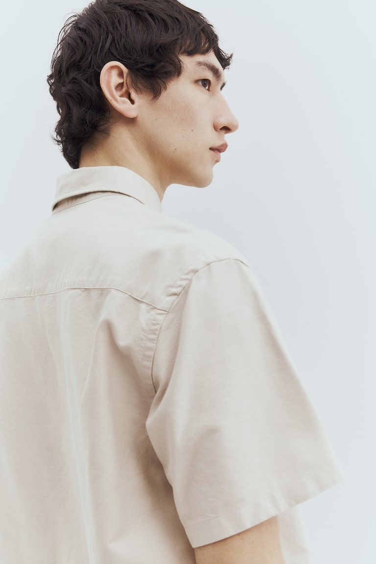 H&M Camisa Oxford De Manga Corta Regular Fit - Blanco - HOMBRE