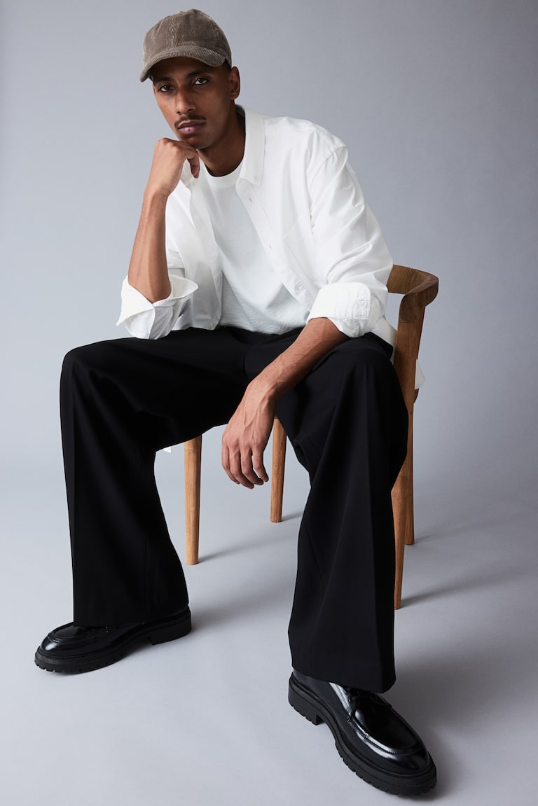 H&M Camisa Oxford Regular Fit - Azul Claro/Rayas - HOMBRE