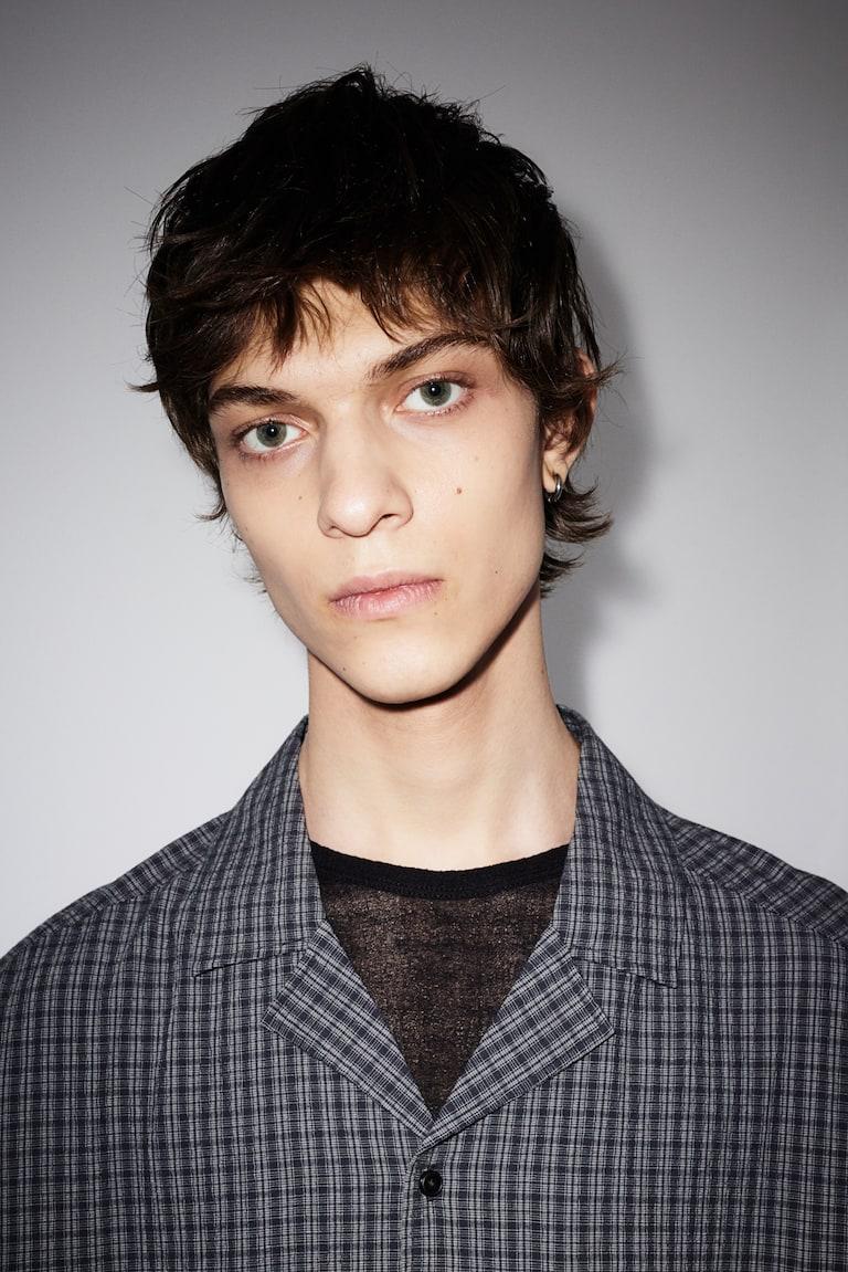 H&M Camisa Resort De Sirsaca Loose Fit - Gris Oscuro - HOMBRE