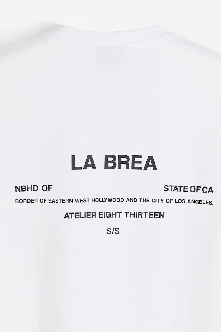 H&M Camiseta Con Motivo Estampado Loose Fit - Blanco/New York - HOMBRE