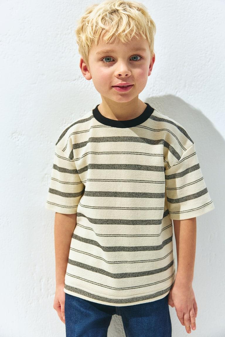 H&M Camiseta de corte holgado en jacquard - Amarillo claro/Rayas - NIÑOS