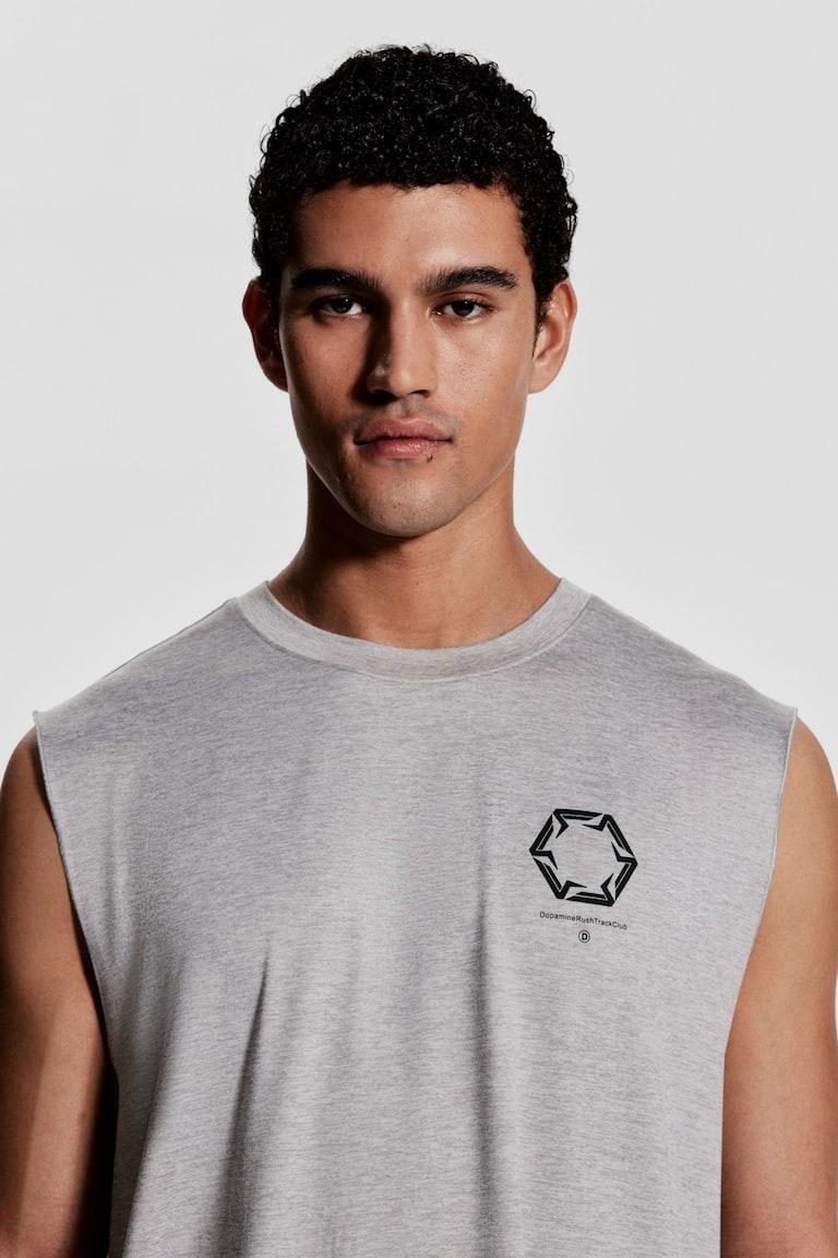 H&M Camiseta De Deporte Con DryMove™ Loose Fit - Gris Jaspeado/Dopamine Rush - HOMBRE