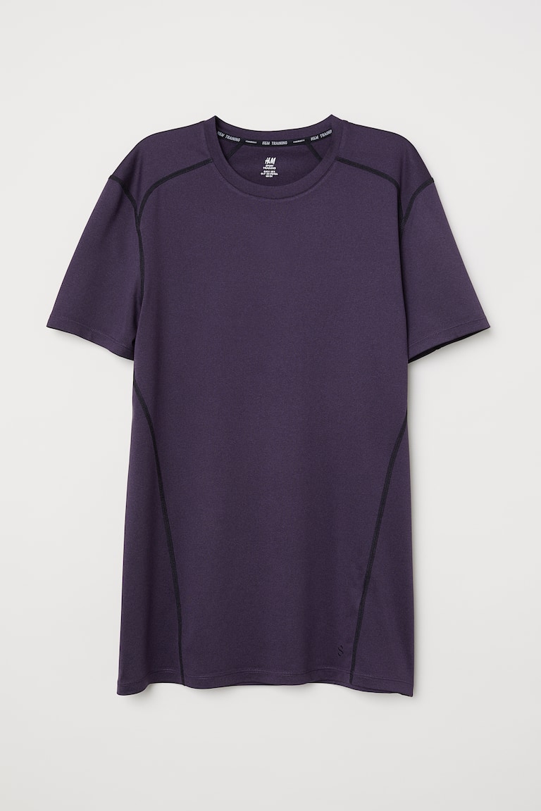 H&M Camiseta de deporte con DryMove™ Muscle Fit - Verde caqui jaspeado oscuro - HOMBRE