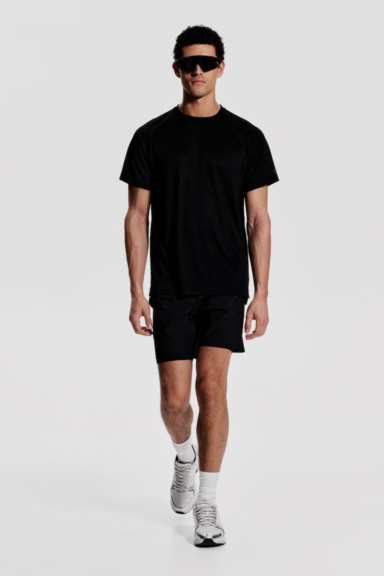 H&M Camiseta De Deporte Con DryMove™ Regular Fit - Negro/Dopamine - HOMBRE