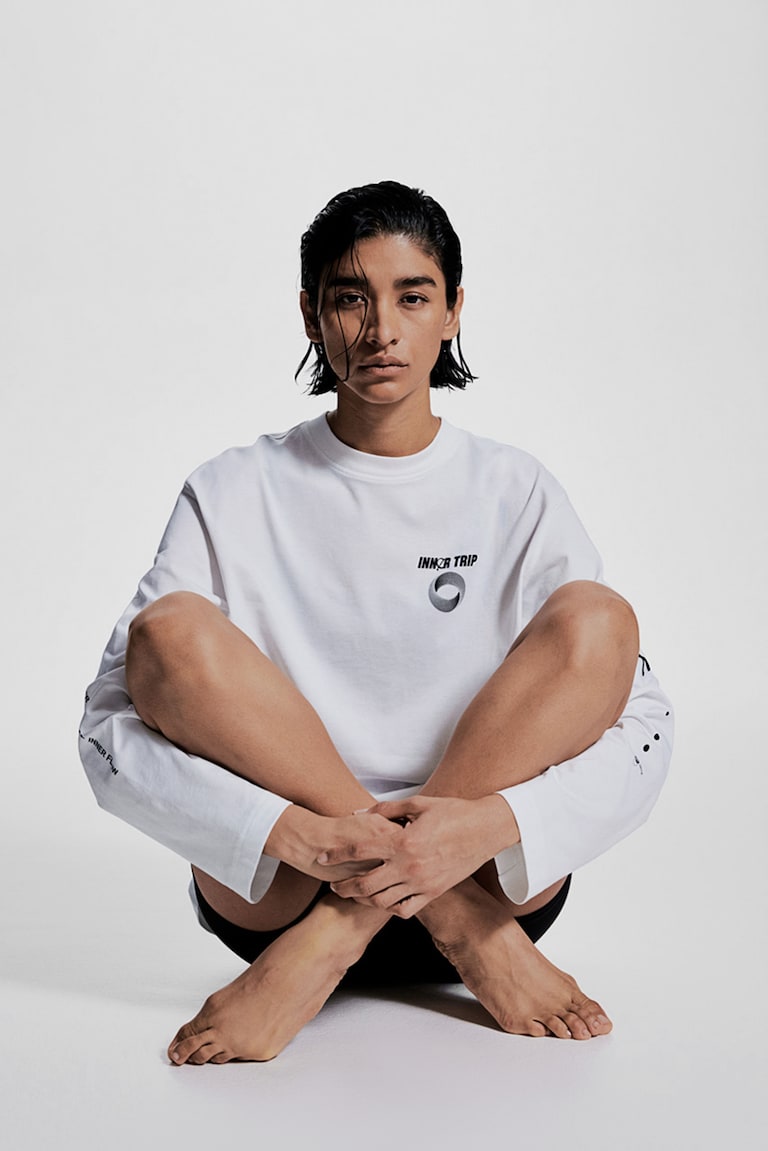 H&M Camiseta De Deporte De Manga Larga Con DryMove™ - Blanco/Inner Trip - MUJER