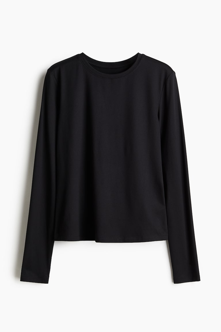 H&M Camiseta De Deporte De Manga Larga En DryMove™ - Beige Grisáceo - MUJER