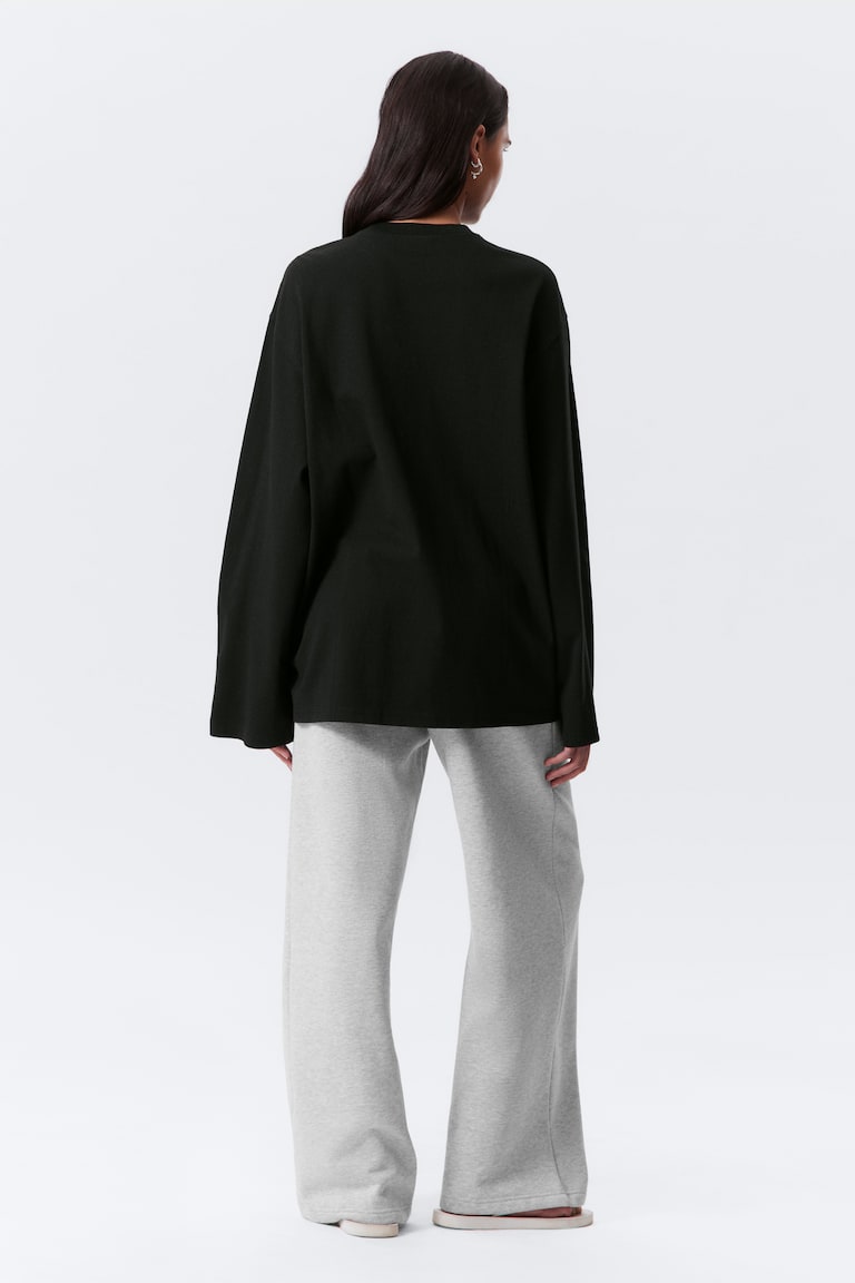 H&M Camiseta De Manga Larga Oversize - Gris Claro - MUJER