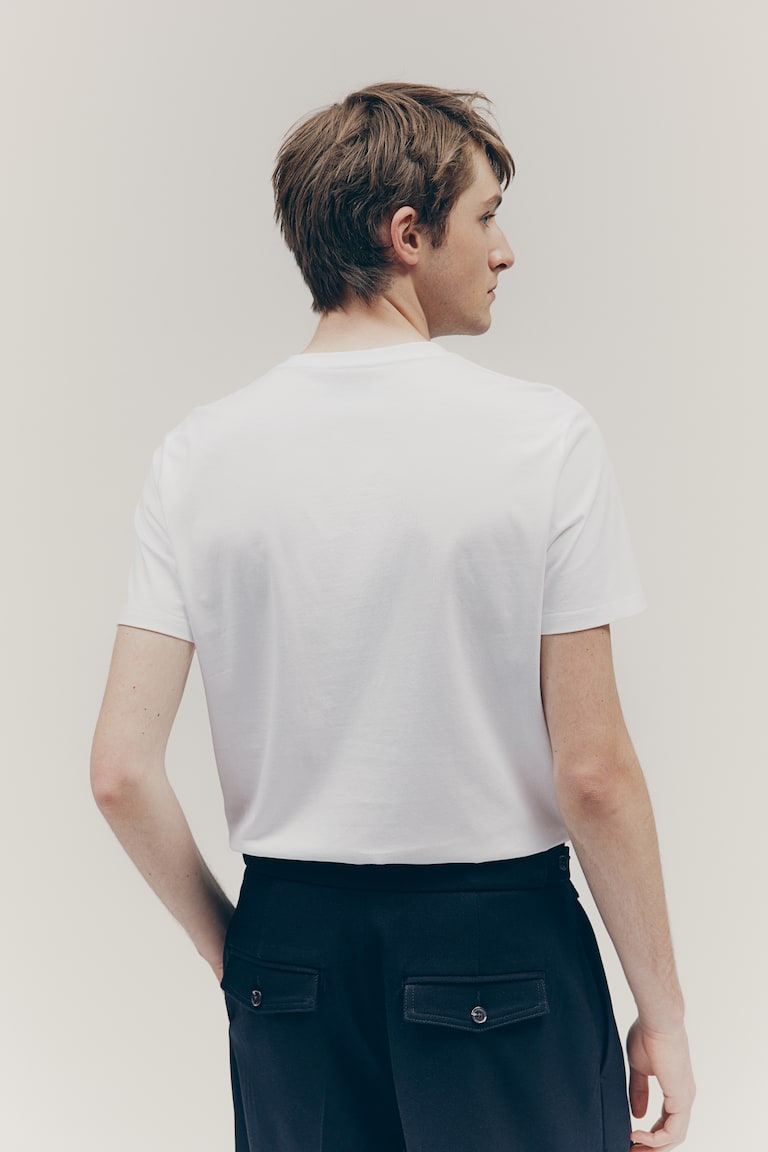 H&M Camiseta En Algodón Pima Slim Fit - Gris Jaspeado - HOMBRE