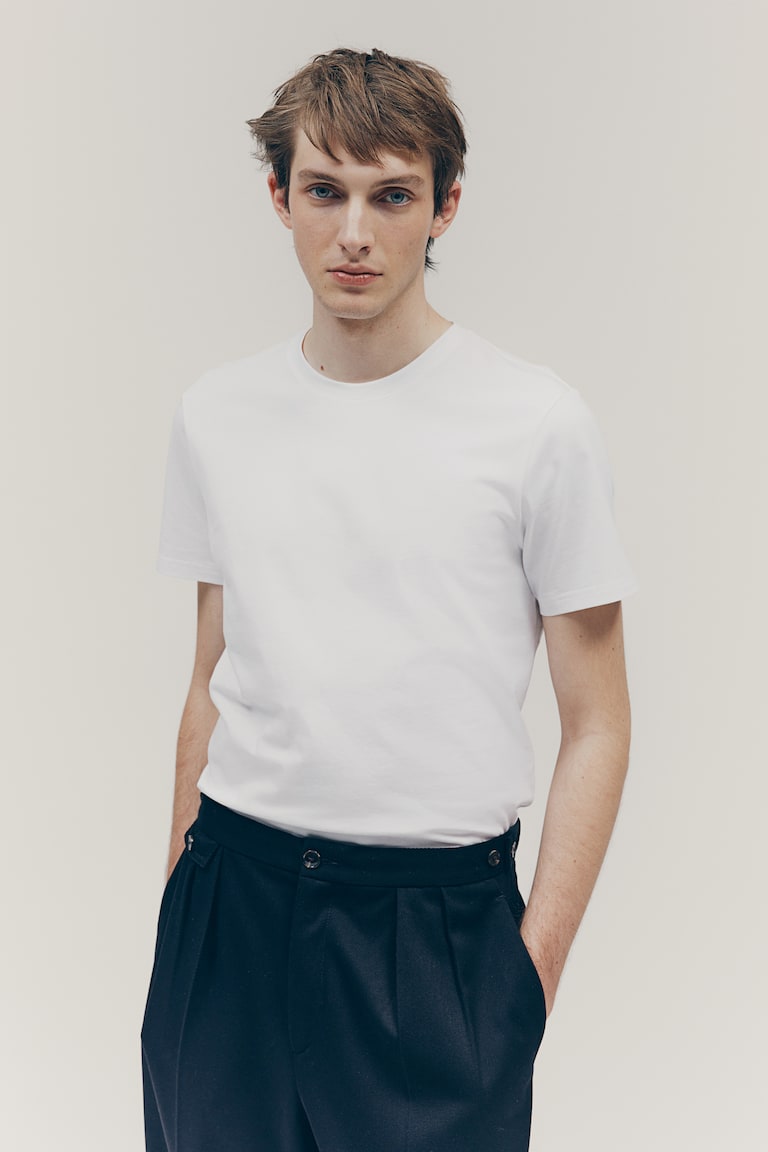 H&M Camiseta en algodón pima Slim Fit - Gris jaspeado - HOMBRE