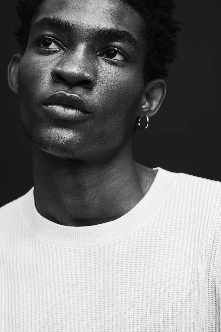 H&M Camiseta En Punto De Canalé Regular Fit - Crema - HOMBRE