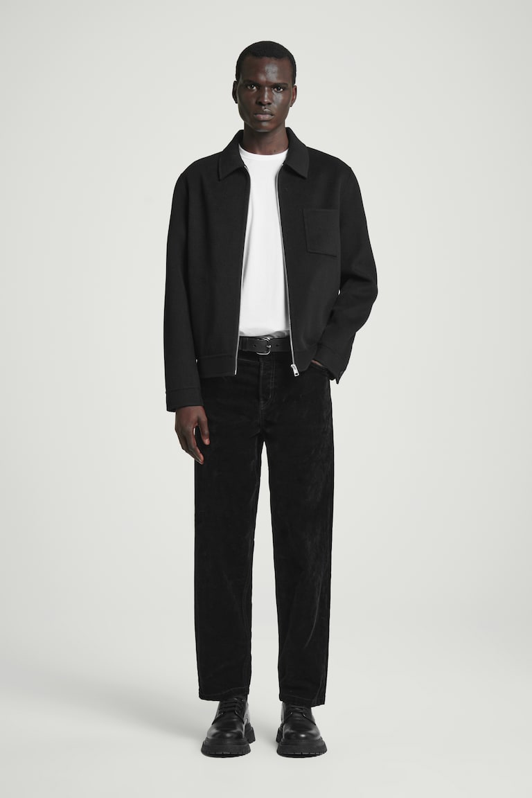 H&M CAMISETA LIGERA ALGODÓN CEPILLADO REGULAR FIT - NEGRO - HOMBRE